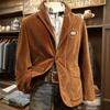 Men's Solid Color Corduroy Warm Pocket Suit Jacket Cardigan Men's Casual Suit