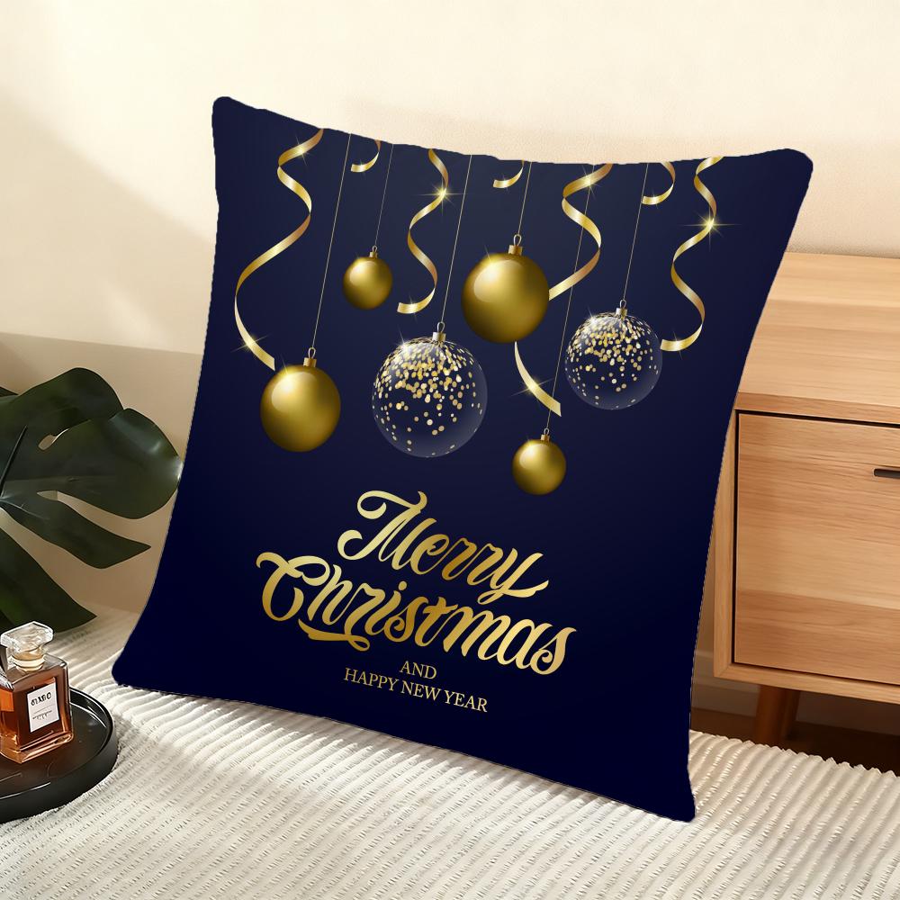 Cute Christmas Elements Cushion Cover Silky Short Plush Home Sofa Cushion Cover - Invisible Zipper Home Decoration