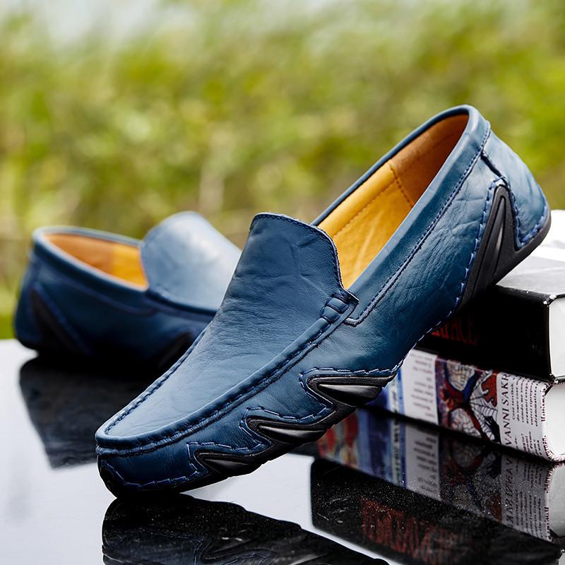 Fashion New Fashion Soft Men Loafers Slip On Casual Leather Shoes Moccasins Handmade Design Man Slip On Shoes Leisure Walk Driving Flats