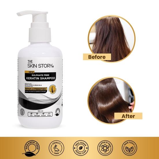 The Skin Story Sulphate Free Keratin Shampoo - Coloured Hair Care | Hair Smoothening Shampoo | Enhances Shine, Soft & Frizz-Free Hair  (190ML)