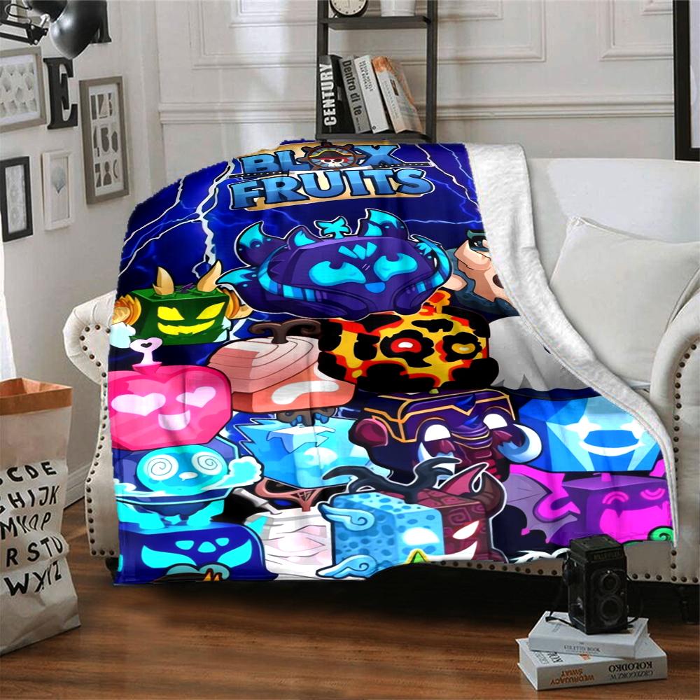 Coperta Stampata Tema Blox Fruits - Perfetta per Divano, Letto, Viaggio e Uso Esterno | Lavabile in Lavatrice, Accogliente e Durevole.