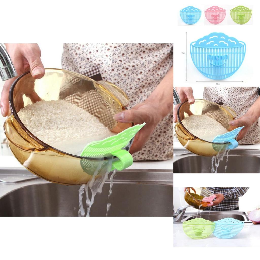 Creative Smile Clip On Rice Washer With Water Drainer For Fruits Vegetables And Grain Filtering