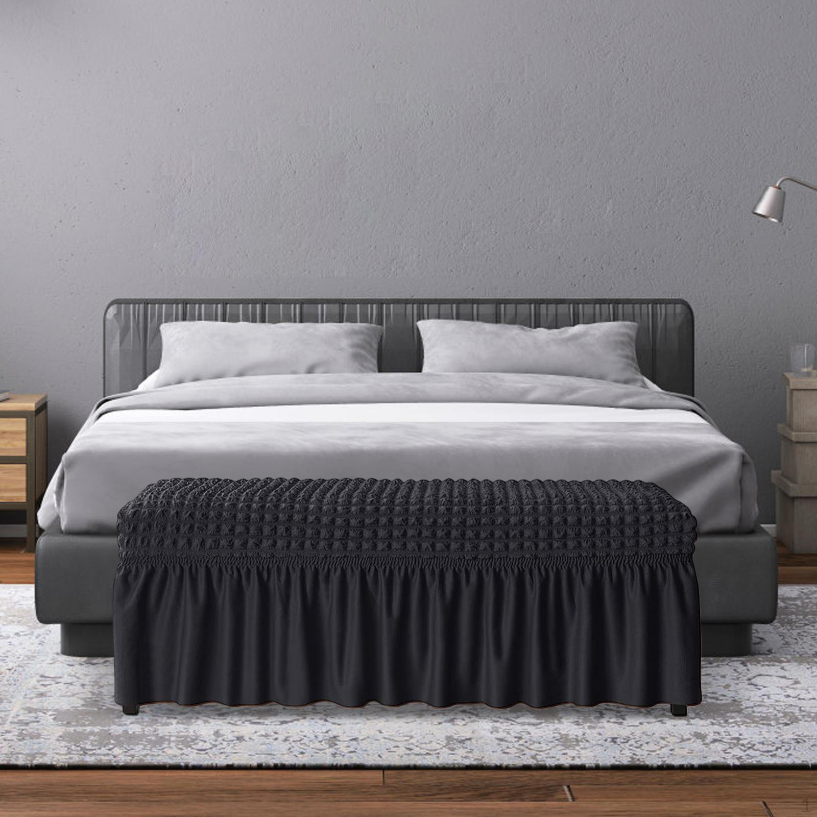 Чехол для скамьи Сирсакер Защитный для обеденного стола Мягкие Прямоугольные Чехлы на табурет Сиденье чёрный