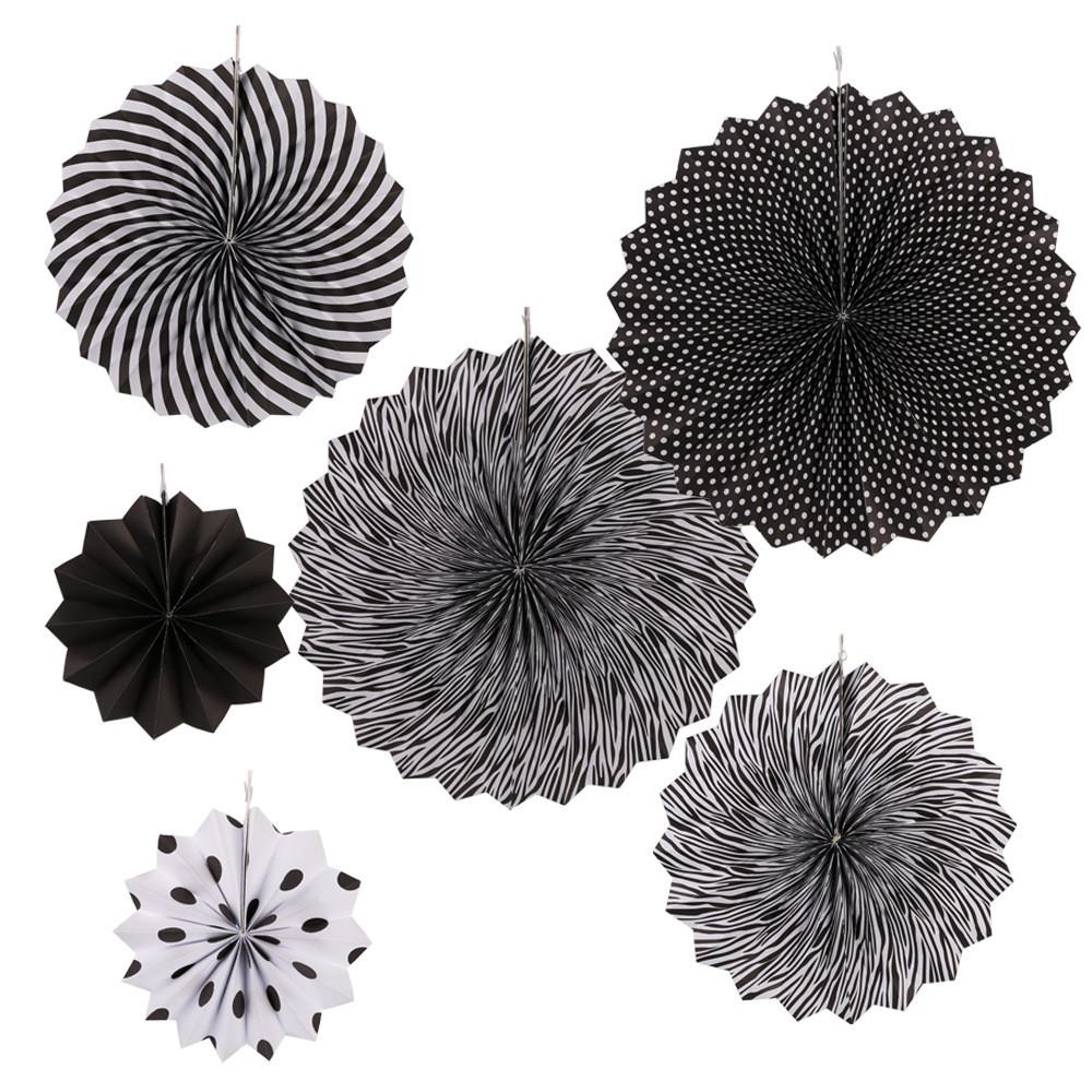 Vibrant Set Of 6 Paper Fans For Party Decoration And Atmosphere Enhancement