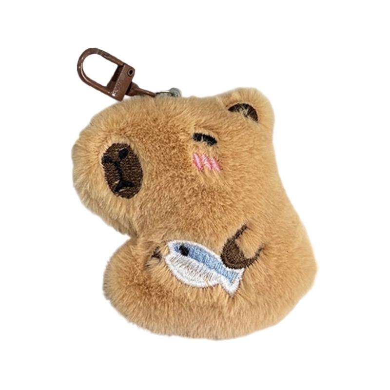 Lovely Capybaras Sturdy Plush Key Holder Accessory with Elegant Color Detachable Costume Pieces for Personalization