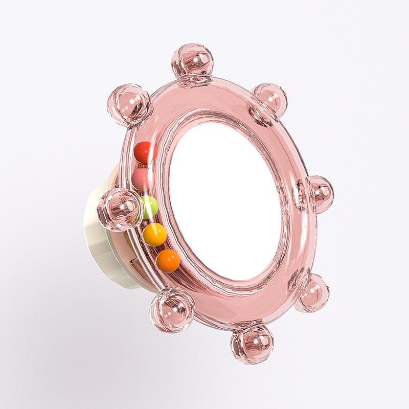 Parrot Play Perch Wear Resistant Colorful Spinning Ball with Bell Mirror Puzzle Toy for Cockatiel Cage Entertainment