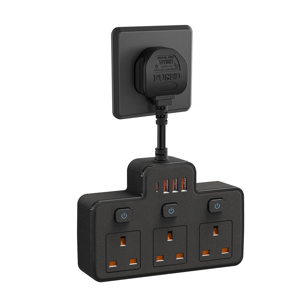Priză de curent pentru Regatul Unit Comutator independent montat pe perete Filtru de rețea multitap cu încărcare USB C Filtru de rețea Adapt