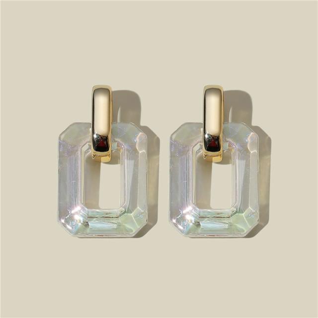 Colorful Clear Resin Acrylic Drop Earrings For Women Geometric Hollow Statement Drop Earrings Girls Fashion Jewelry Gift