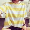 Camiseta de Verão Feminina Nova 2021 Sra. Camiseta Listrada Manga Curta Roupas Largas Feminina Camisetas Dropshipping ZBBA22