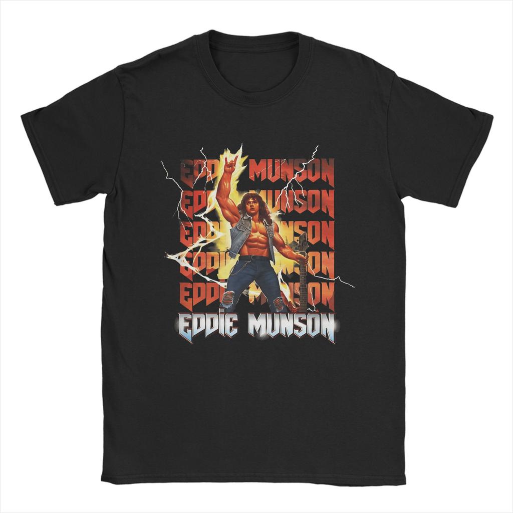 Men T-Shirt Eddie Munson Master of the Upside Down Guitar Horror TV Fashion Pure Cotton Tees Short Sleeve T Shirts O Neck Tops