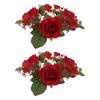 2Pcs Rose Rings Artificial Flower Wreaths with Greenery Garland Floral Pillar Centerpiece Wedding Home Party Table Decor