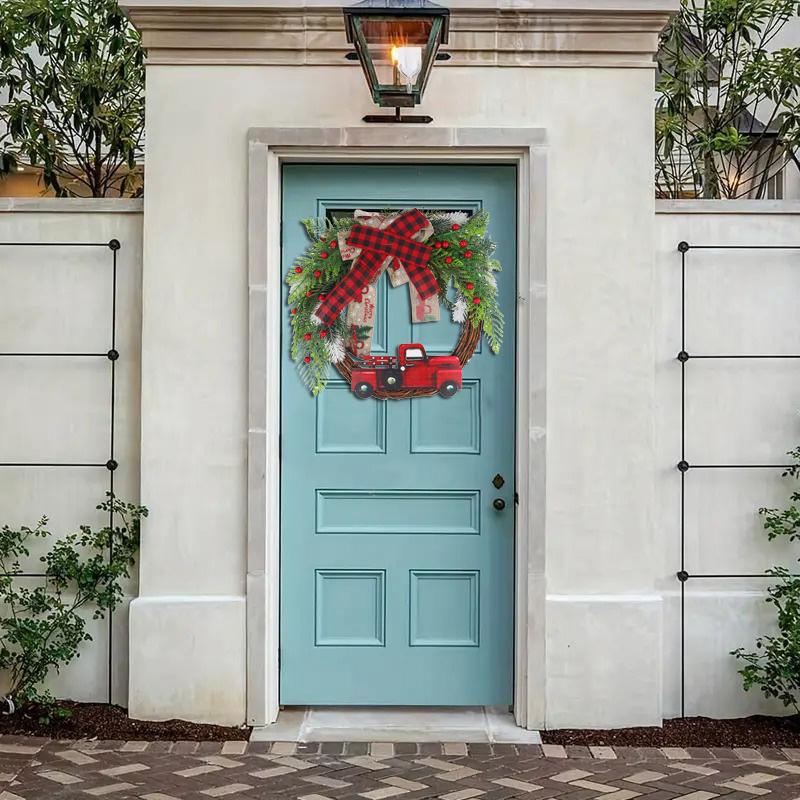 Christmas Decorative Rattan Woven Tape Chic Rattan Leaves Home Party Bowknot Red Berry Door Wreath Holiday Decorations Ornaments