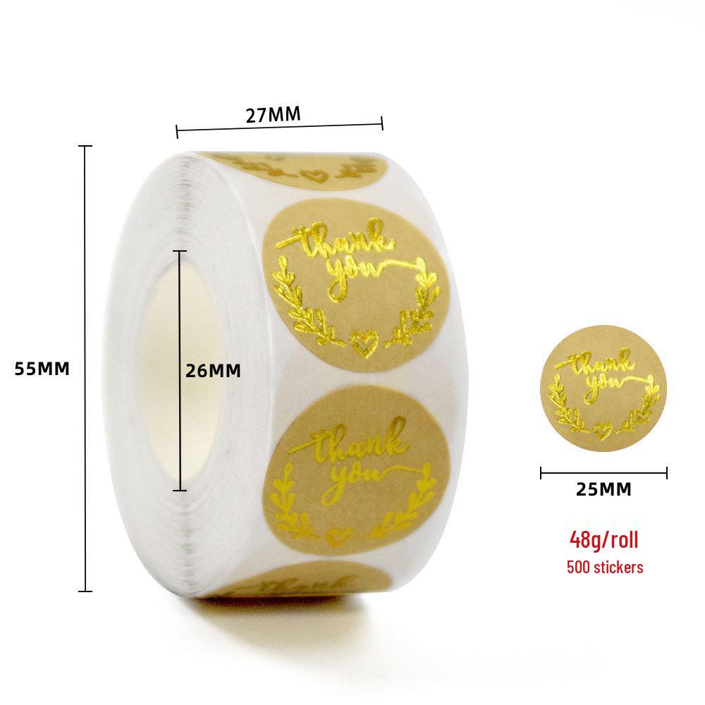 Gold Foil Stamped Colored Kraft Paper Labels for Takeaway & Baking Packaging