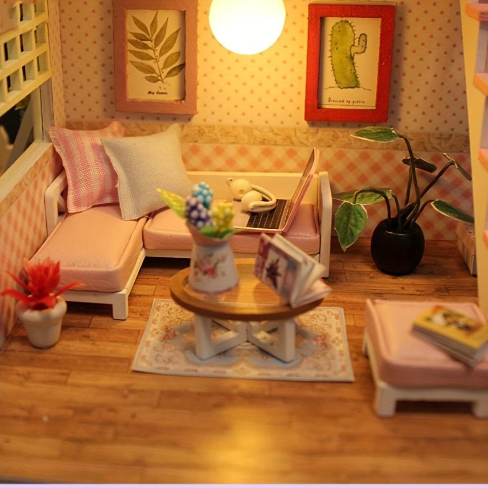 Pink Loft  DIY Miniature House Kit,  Creative Birthday Christmas Gift Assembly Model Black Friday