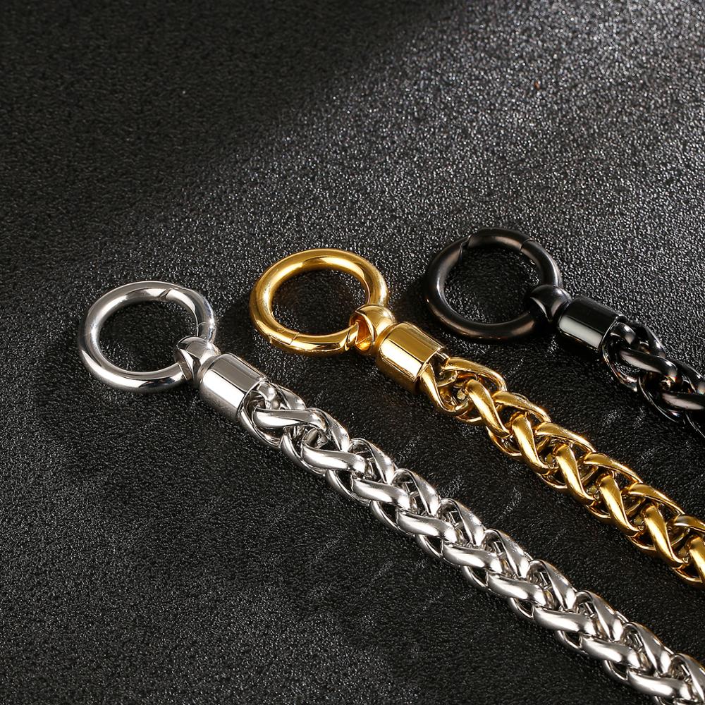 Kalen 316L Stainless Steel Singapore Twisted Chain Men's 210mm Simple Spring Clasp Bracelet Jewelry Accessories