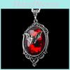 Gothic Bat Pendant Necklace With Red Jewelry Charm For Vintage Style Jewelry Lovers