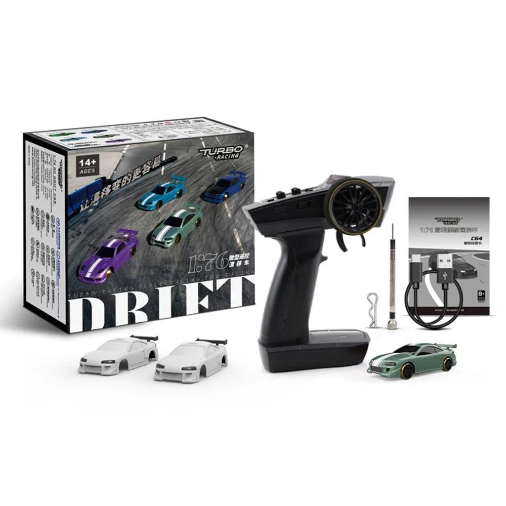TURBO RACING 1:76 Drift Car C61 C62 C63 C64 Flat Running C74 C75 Full Scale Mini Remote Control Car Rc Simulation Desktop RTR