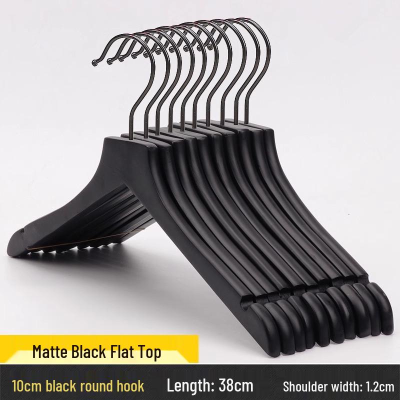 Women's Clothing & Children's Store Non-slip Solid Wood Hangers - Pure Black Trouser & Clothes Hangers