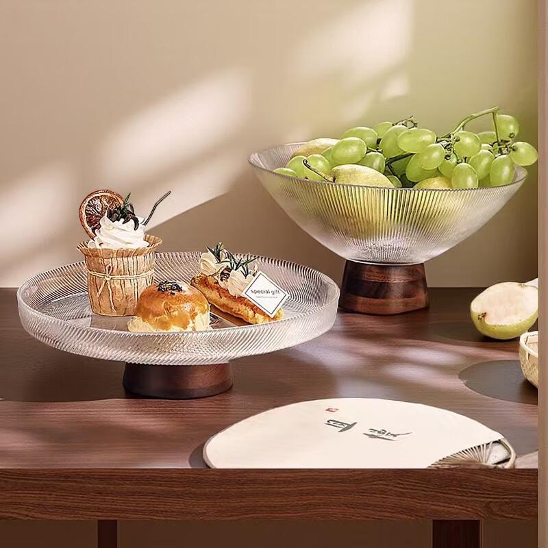 New Chinese Style Modern High-Footed Glass Fruit Plate