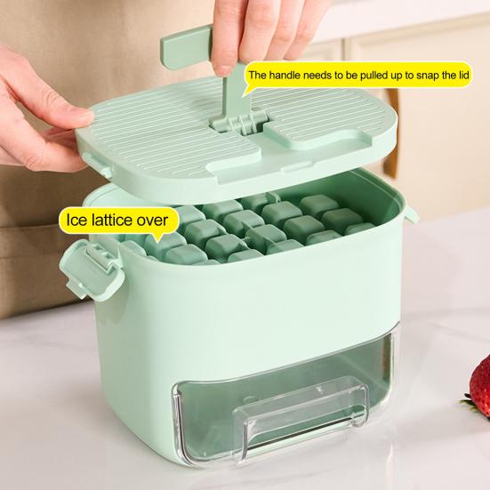 Ice Tray with Lid & Bin Press To Release 52 Cavity Ice Cube Mold for Freezer BPA-Free Stackable Ice Cube Maker for Drinks Whiskey Coffee Cocktail