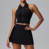 Womens Tennis Set Slim Fit Stretch Quick Dry Tank Top Skirt Anti-Slip Running Yoga Sportswear