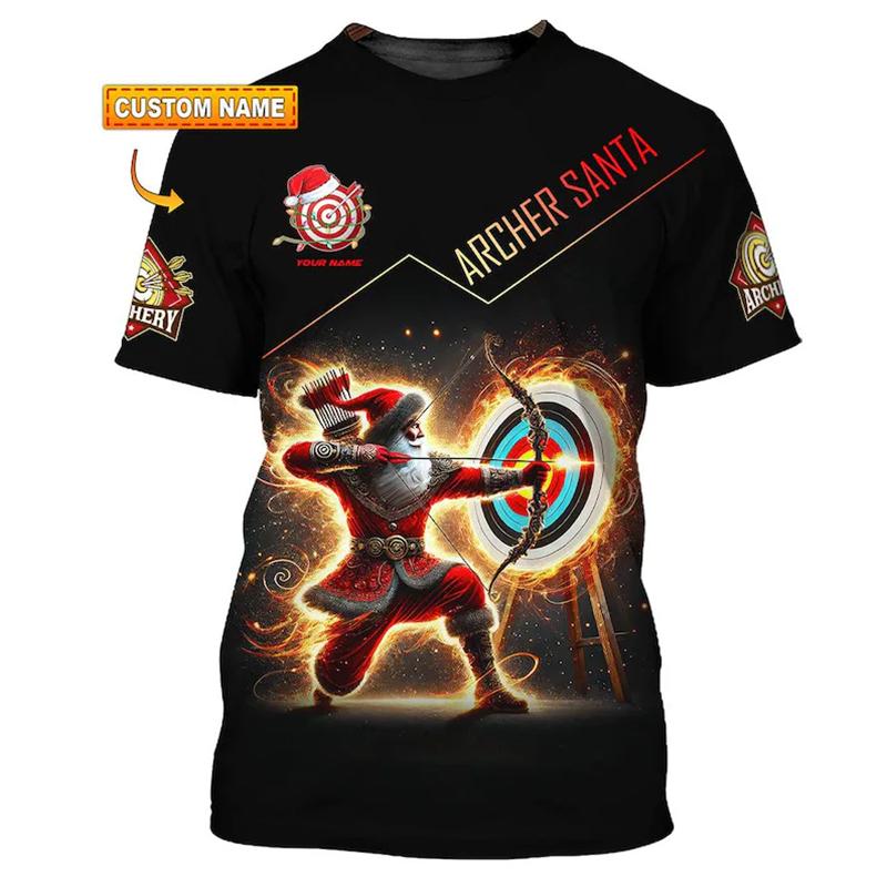 Fashion Personality Archery T-shirt Unisex Customizable Name Short Sleeve T Shirt Archery Custom Name DIY Sport Short Sleeve Top