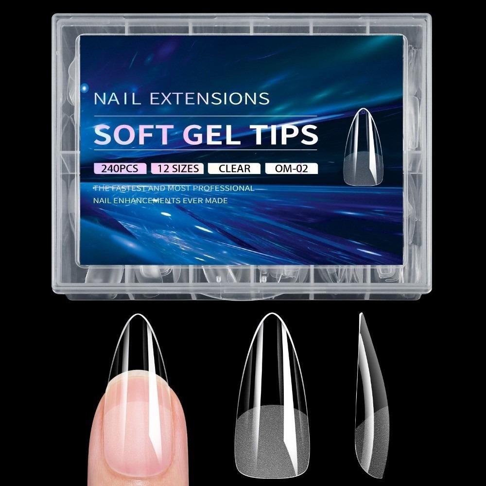 

240pcs Almond Shape Soft Gel Nail Tips Semi-Matte Finish Full Cover Nails Fingertip Decoration 02