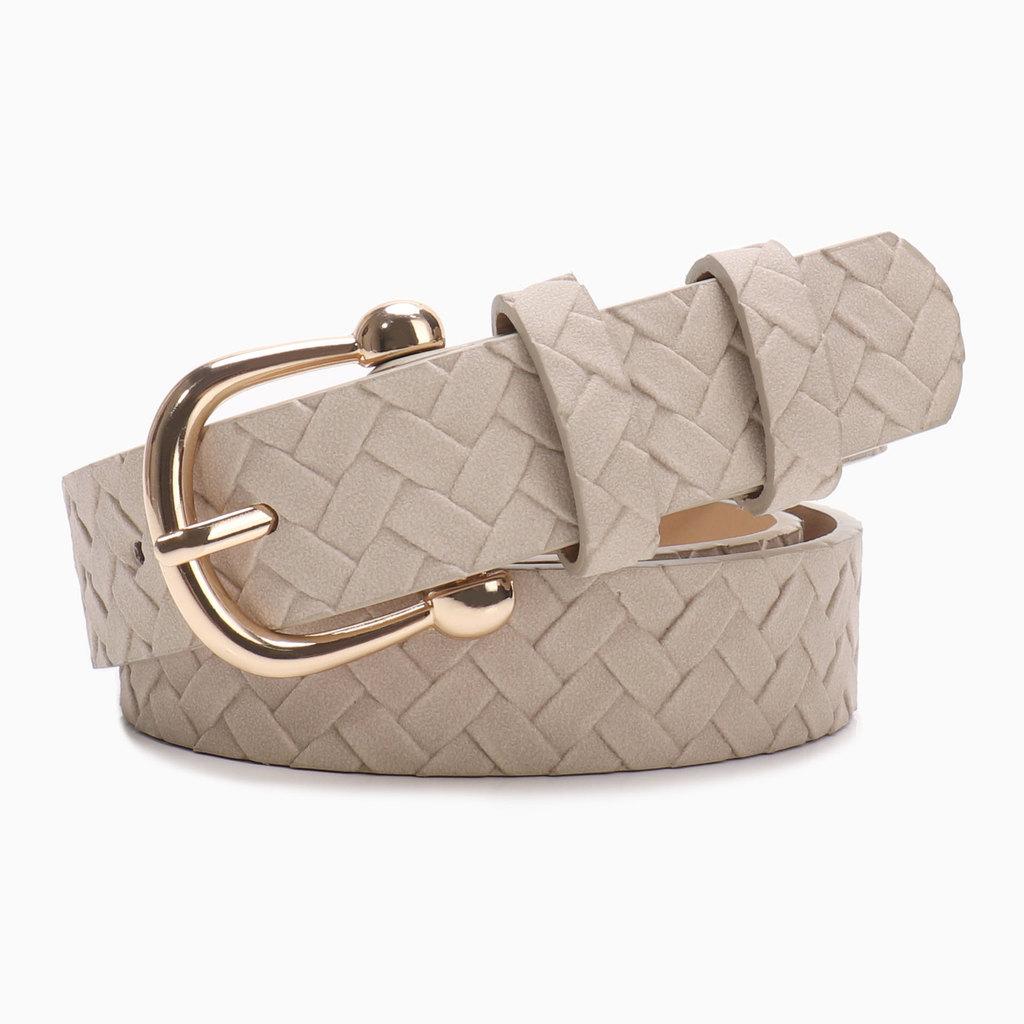 Womens Vintage Style Pu Belt With Gold Buckle For Jeans And Skirts