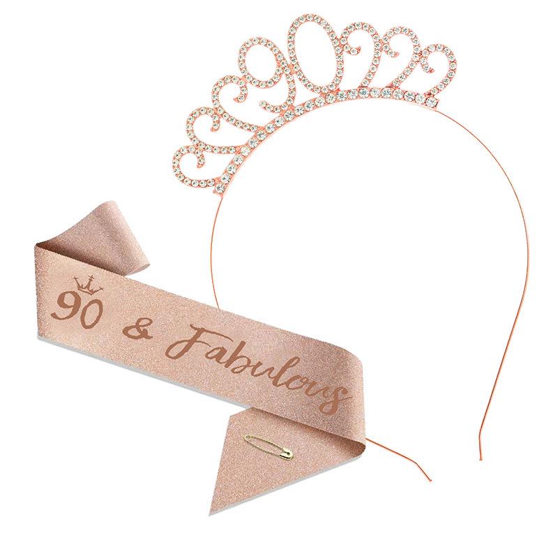 Cross-Border Digital Birthday Crown Set: Headdress, Party Shoulder Strap & Etiquette Belt Photo Prop for Girls