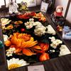 Floral Elegance In Orange and Cream Non-slip Rug Suitable for Living Room and Bedroom Sofas