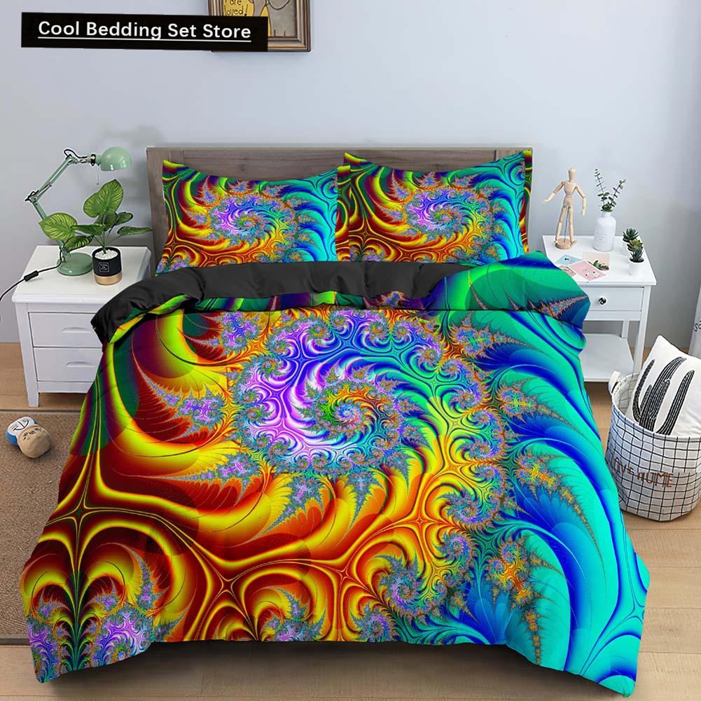 Indian Floral Style King Queen Duvet Cover Colorful Boho Mandala Bedding Set for Adults Geometric Exotic Polyester Quilt Cover