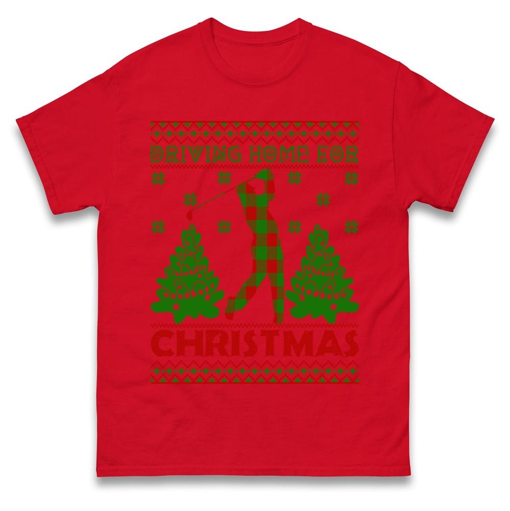 Driving Home For Christmas T Shirt Funny Golf Xmas Tee Top Xmas Festive Gift S