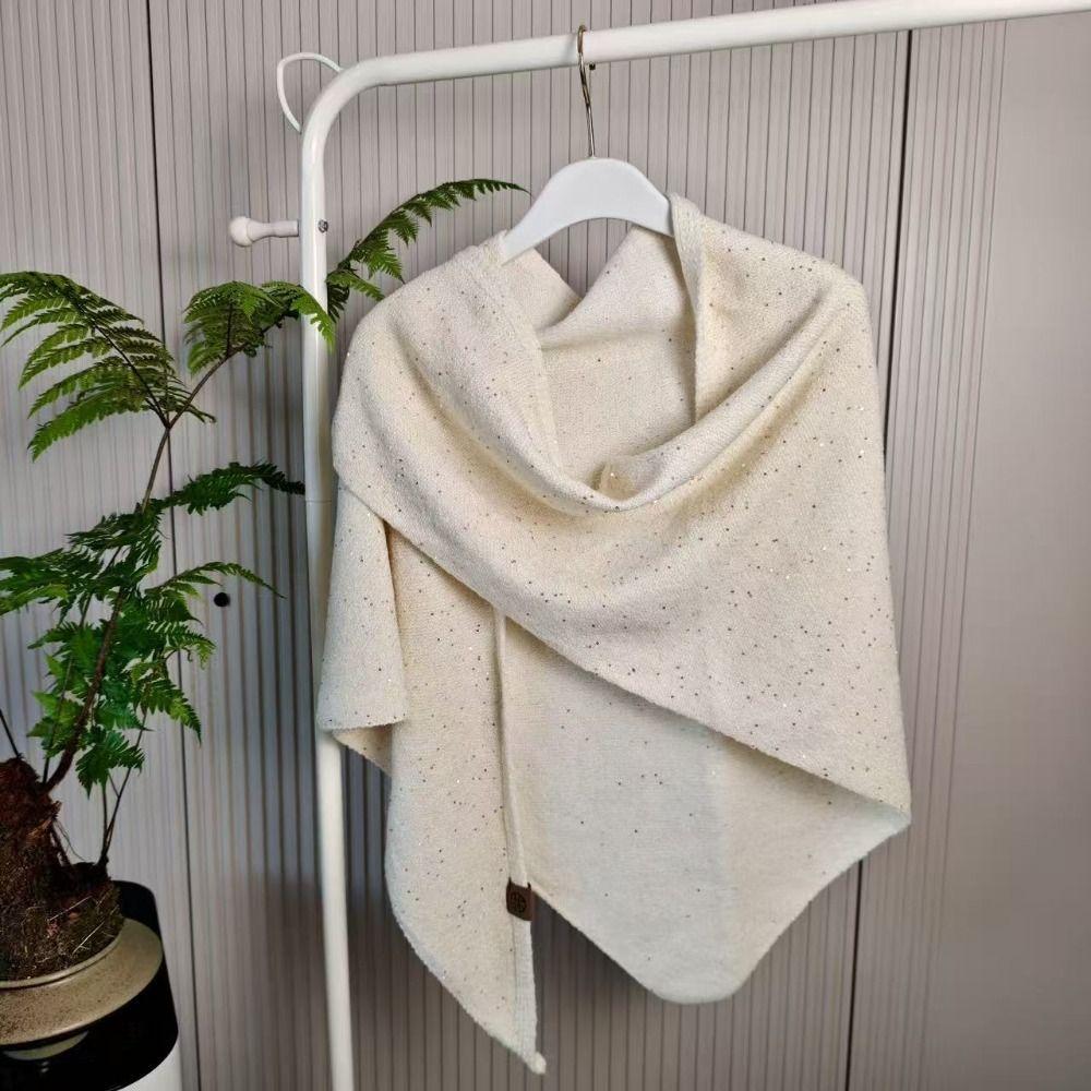 High End Woolen Shawl Winter Warm Neck Protection Knitted Scarf Sequin Triangular Scarf