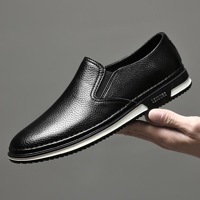 Fashion Luxury Brand Male Casual Shoes British Style Genuine Leather Loafers Comfy Slip On Boat Shoes High Quality Men's Business Shoes