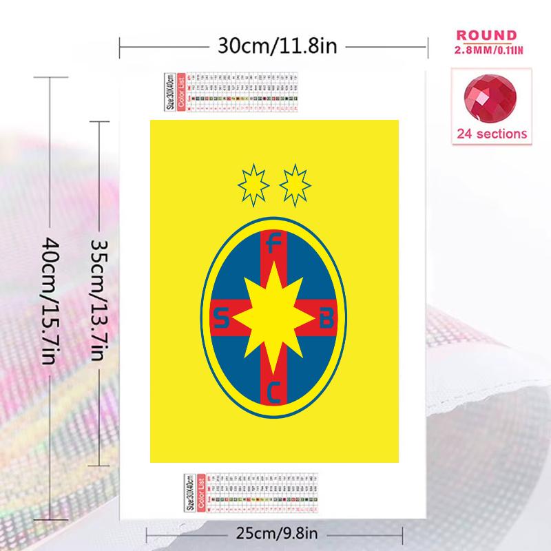 FCSB Bucuresti Pattern 3pcs 100% Round Full Drill 5D DIY Diamond Painting Embroidery Cross Stitch Rhinestone Décor