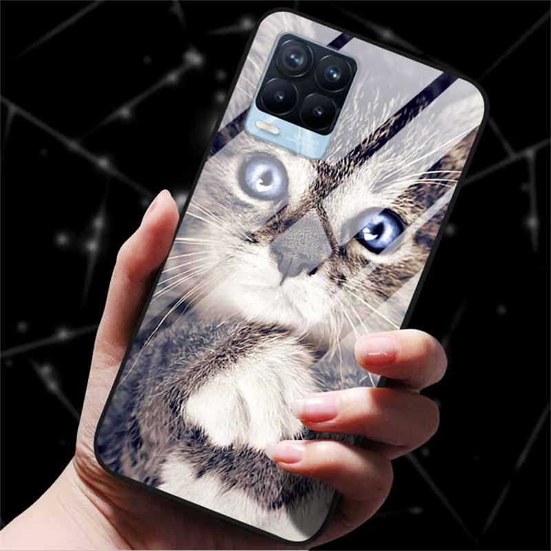 For Realme 8 Case Tempered Glass Hard Back Cover Case For Realme 8 5G 8i Realme 8 Pro Phone Case Cover Realme8 Pro Soft Bumper