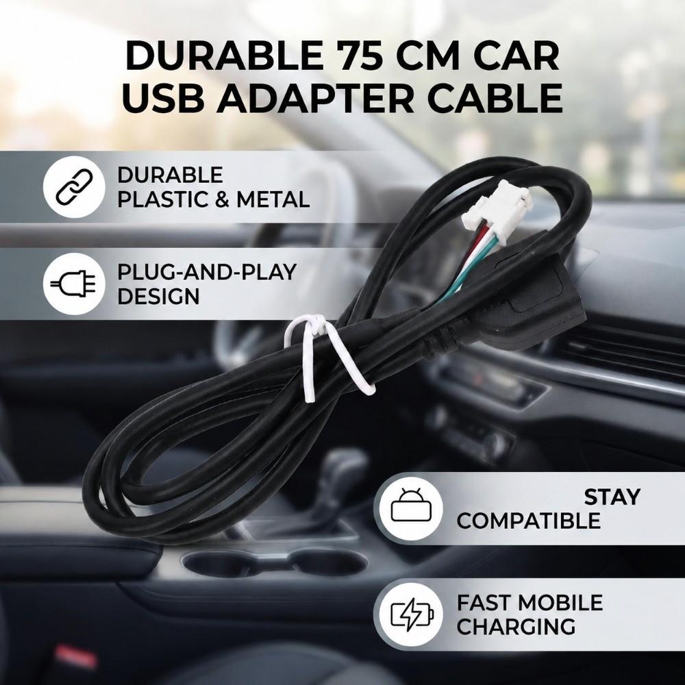 2 Pack 75cm / 29.13in Length Car Stereo Harness USB Extension Cable  For Android Car Radio
