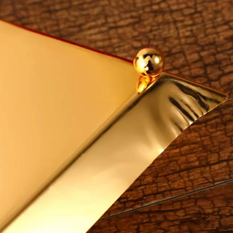 European Fruit Plate, Alloy Household Rectangular Shape Plate, Golden Retro Snack Plate, Candy Plate Home Living Room Decoration