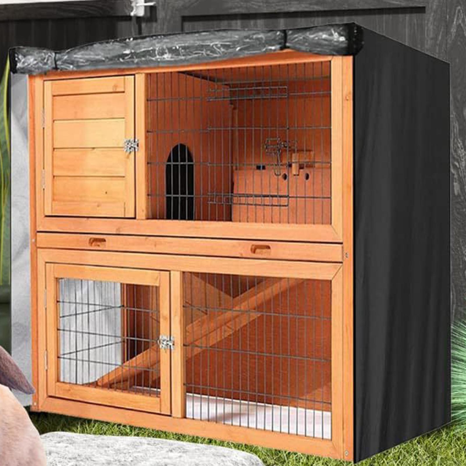 Rabbit Hutch Cover Waterproof Windproof Pet Winter Protection Supplies Double Rabbit Cage Dust Cover for Winter with Zipper