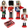4-Pack Christmas Nutcracker Wooden Soldier Nutcracker Puppet On Stand Christmas Decorations for Festival Decoration Xmas Ornaments Gift