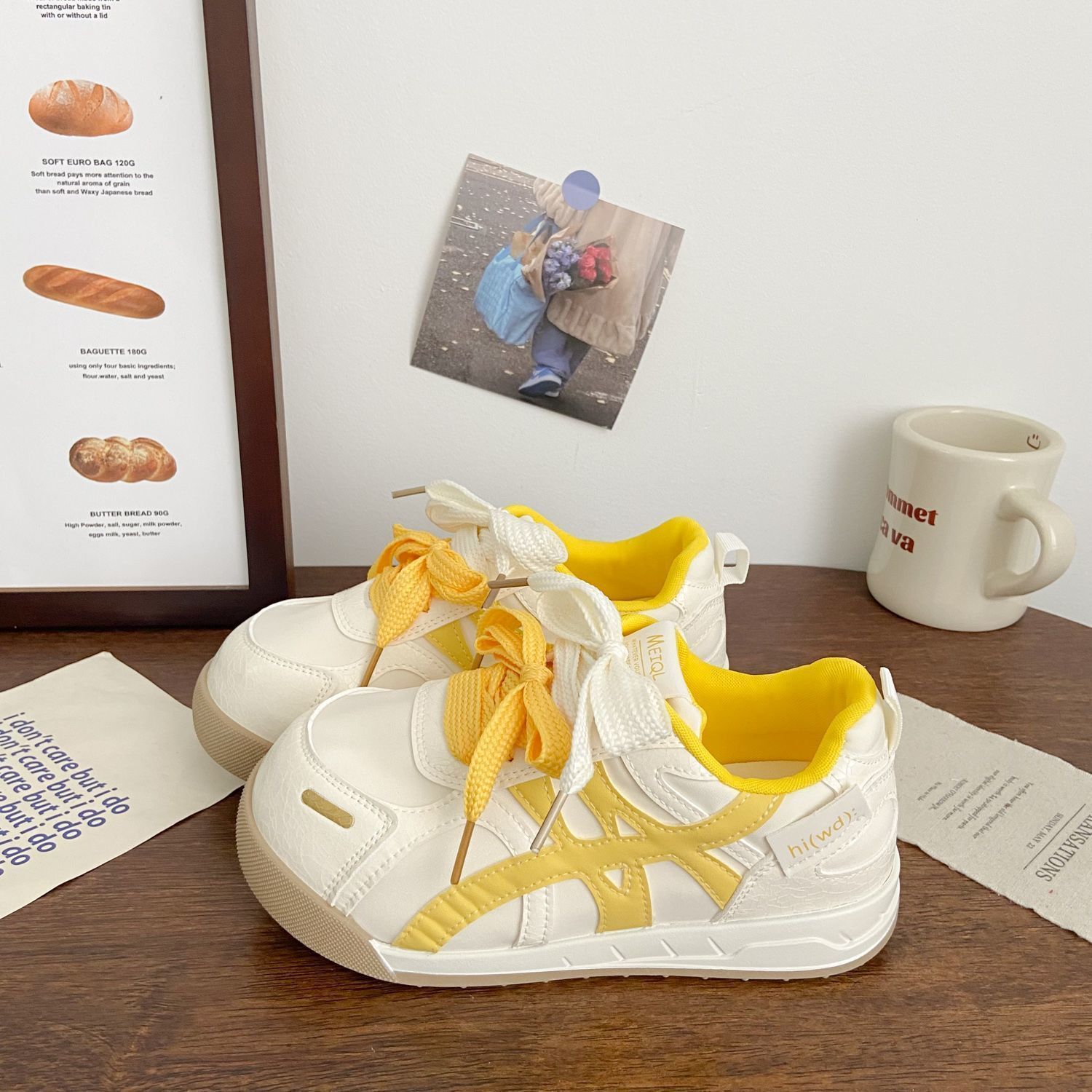 

Popular niche design sense yellow Forrest Gump shoes women s ins trendy versatile sports little white shoes casual moral training board shoes 35 жёлтый