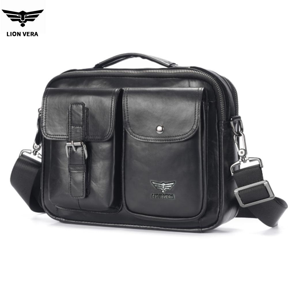 Top Grain Leather Men Horizontal Crossbody Bag Retro High-End Casual Shoulder Messenger Bag чёрный