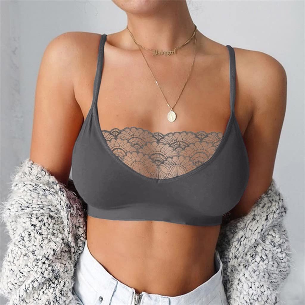 Women's Comfortable Lace Trim Sexy Solid Color Bottoming Underwear Bra Without Chest Pad