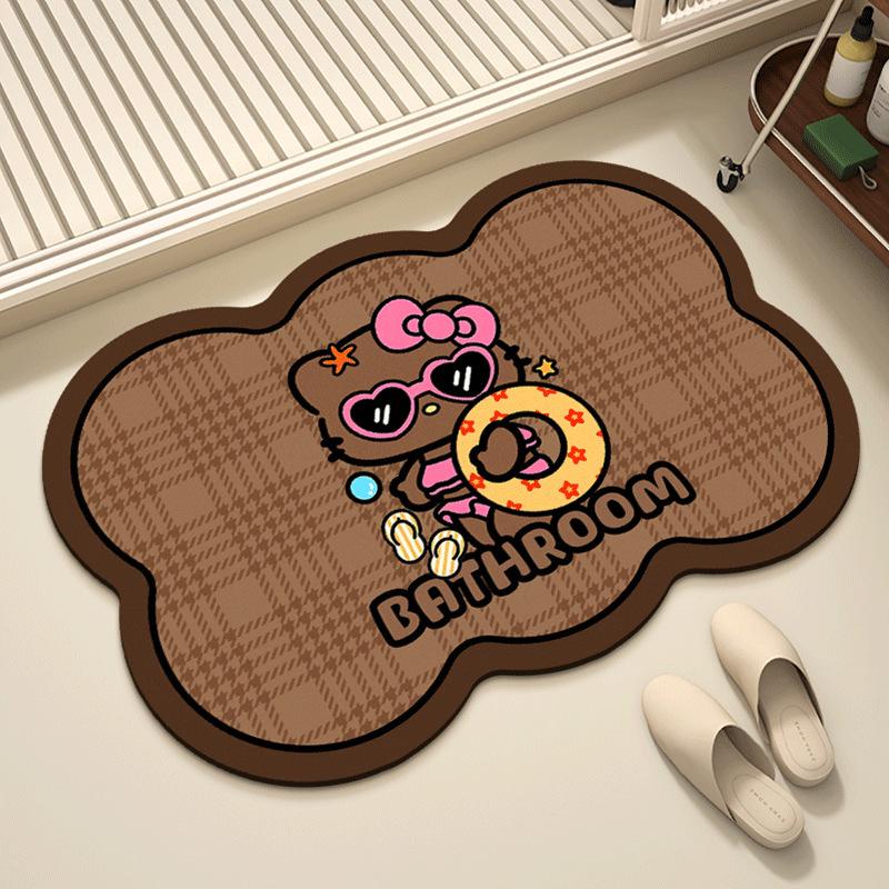Hello Kitty Quick-Dry Non-Slip Diatomaceous Earth Bath Mat - Absorbent and Easy to Clean