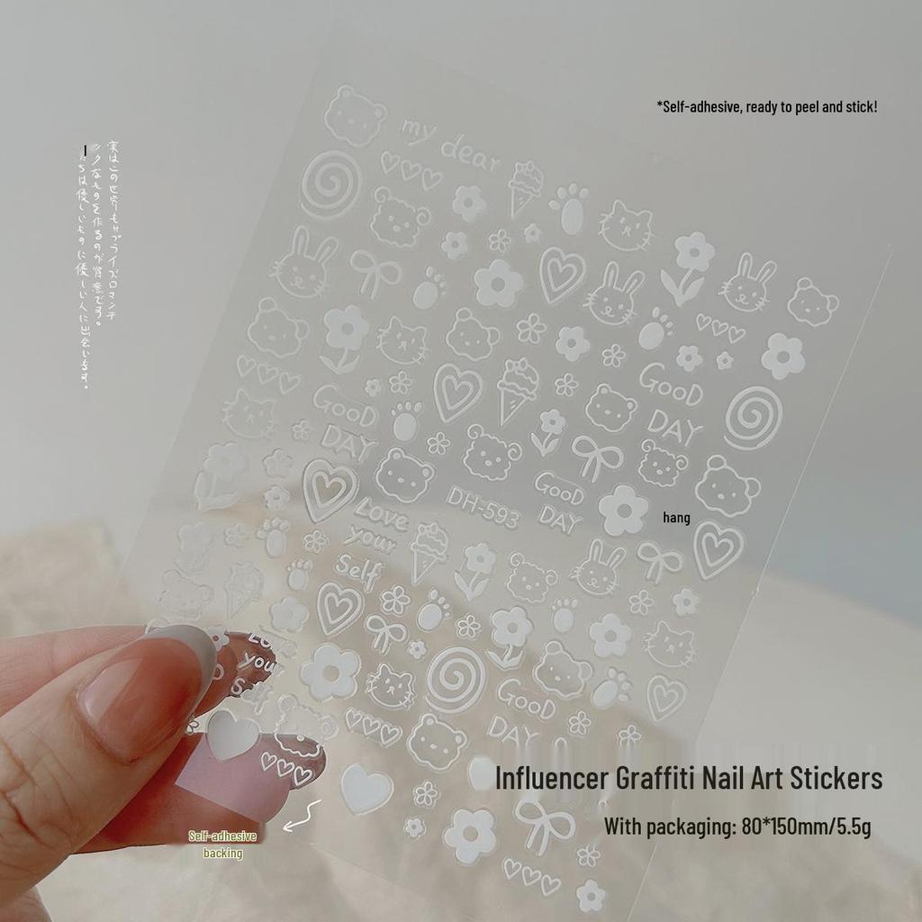 Trendy Graffiti Animal Nail Stickers - Thin & Durable Adhesive Bows