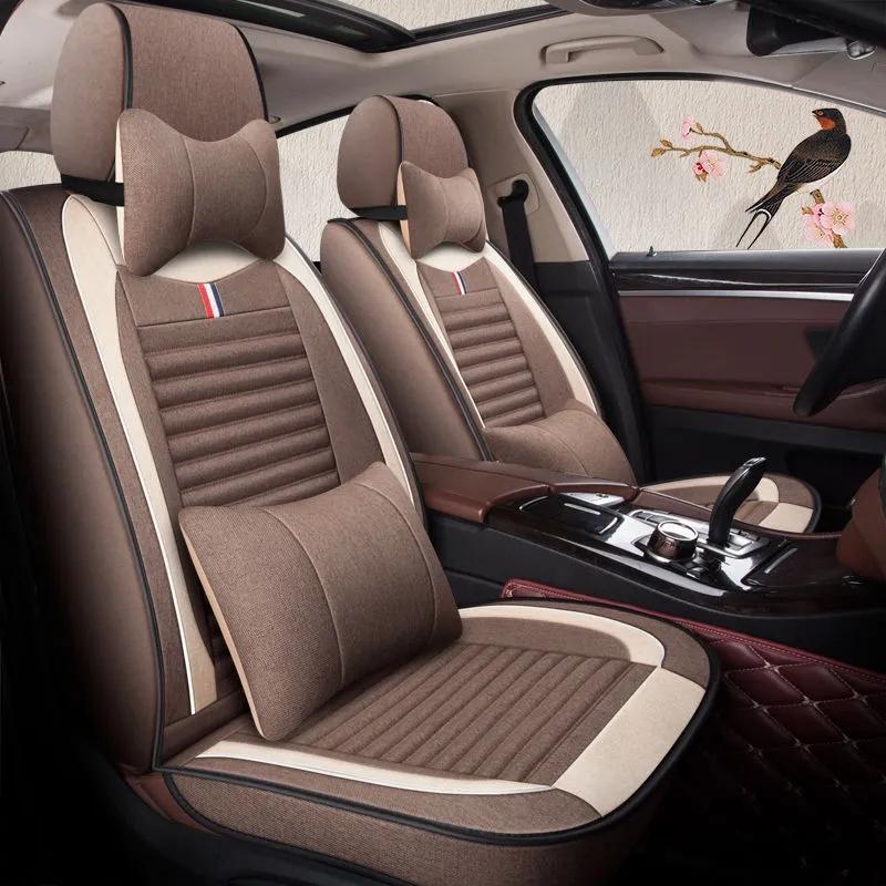 Car Seat Cover Linen Special Seat Cover Four Seasons Universal Seat Cushion Full Envelope Fabric Seat Cover Cushion