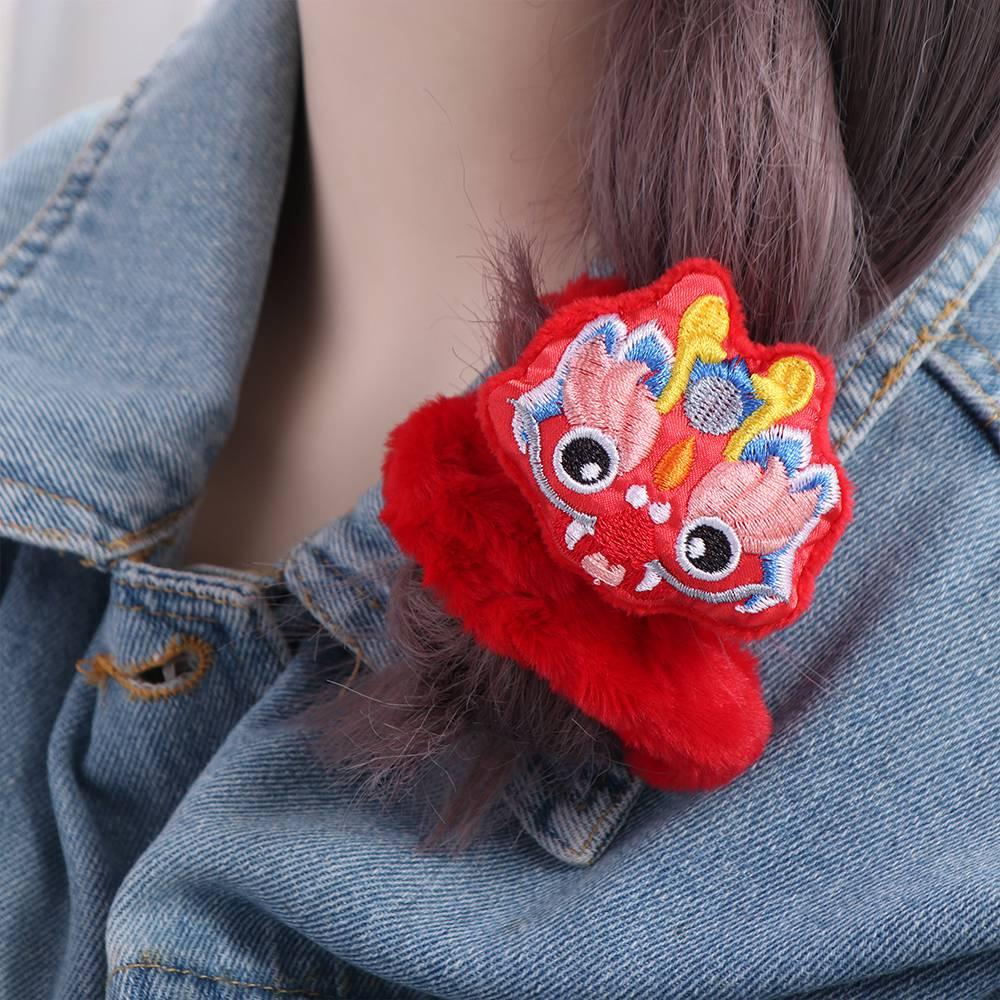 Red Hair Rope New Year Elastic Hair Band Lion Dance New Year Children Headwear   Girls/Women