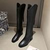 Fashion Thick Heel Fashion Boots Show High Heel Small Man But Knee Boots Women V Mouth Autumn and Winter New Models