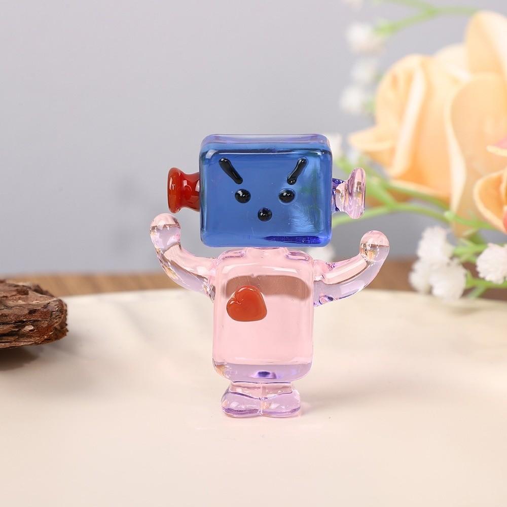 

Cartoon Face Robot Ornaments Colorful Robot Statue Creative Glasses Robot Figurines Home