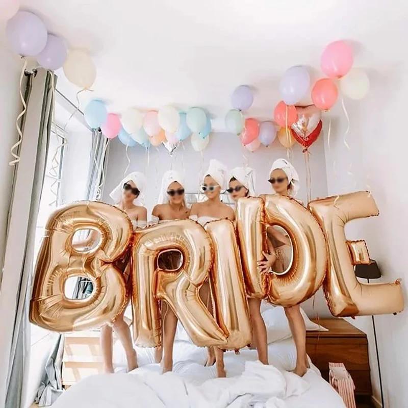 32Inch Bride To Be Balloon Wedding Decorations Rose Gold Silver Bride Letters Foil Ballon Bridal Shower Bachelor Party Supplies